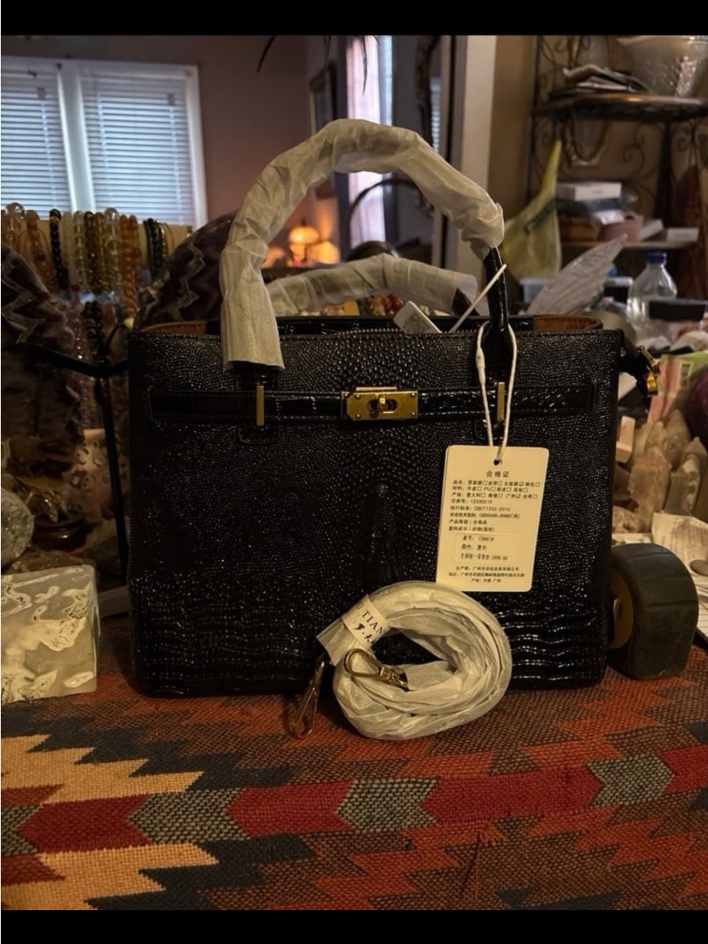 Black Crocodile Leather Purse - Picture 2 of 6